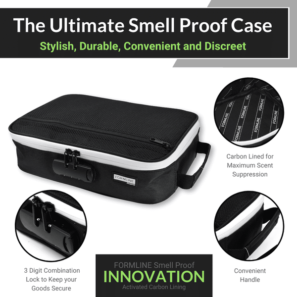 Buviona Smell Proof Hand Bag Odorless Travel Case Safe Medicine Box With  Lock & No Odor Carbon Lining Herb Storage Mini Bag Carry on Handle 
