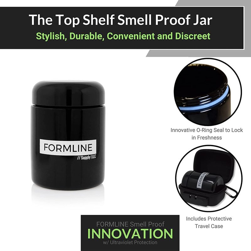 Formline 1/2 oz Smell Proof Container (250 ml) - Airtight Herb Jar