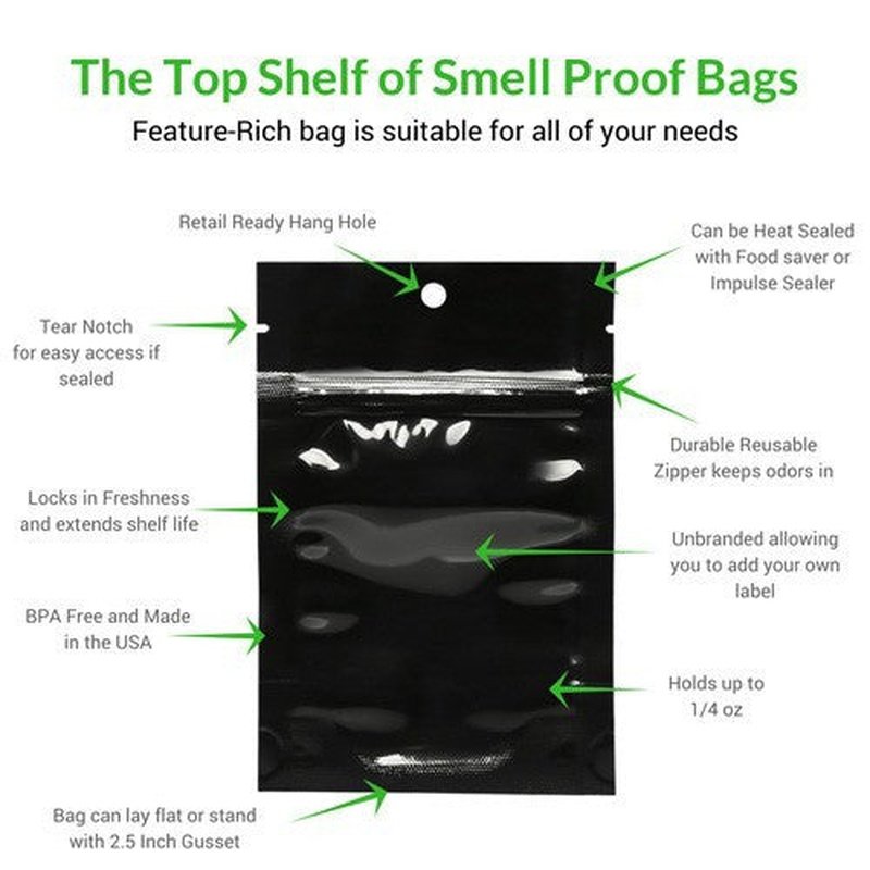 25 Smell Proof Bags 4x6 Inches - Made in USA - Free Shipping!