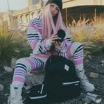 Black Smell Proof Bag and Champion Striped Pink Sweat suit