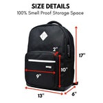 Size Details for Odor Proof Backpack and Bookbag